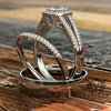 0.77ct Brilliant Cut Split Shank Gold Halo Complete Wedding Set - 03US89